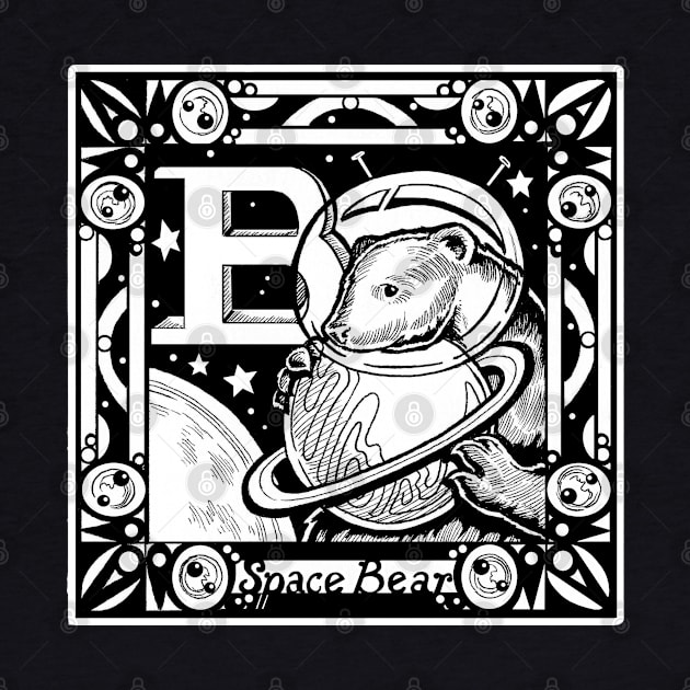 B is For Bear - White Outlined Version by Nat Ewert Art